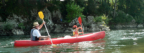 descenso del sella en canoa con niños