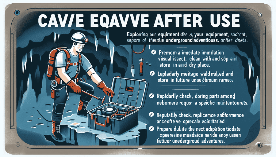 Explora cuevas con seguridad: inspecciona, limpia con jabón suave, guarda en lugar seco, revisa y reemplaza partes dañadas. Prepárate para la próxima aventura.